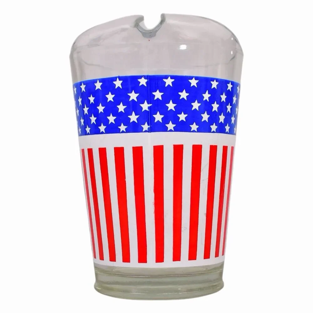 Vintage Classic Rare USA Stars & Stripes American Flag Glass Pitcher
